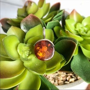 Vintage Amber & Sterling silver pendant